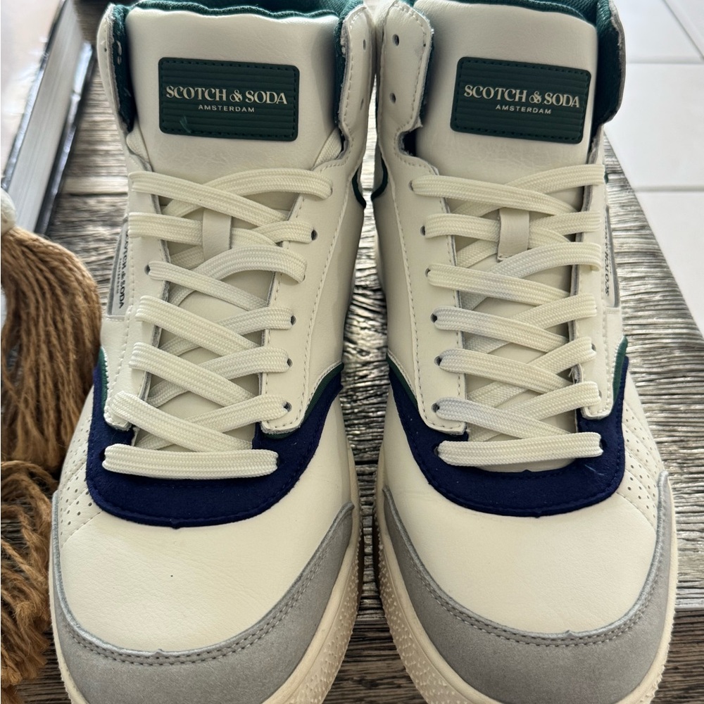Scotch & Soda White, Blue, and Green Sneakers